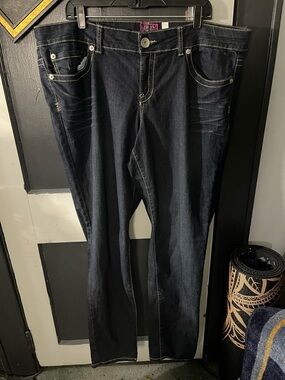 torrid Dark Blue Straight-Leg Jeans with Contrast Stitching